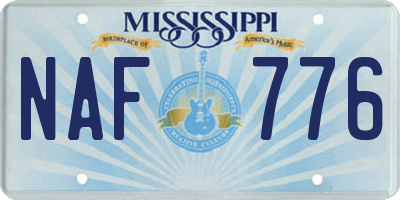 MS license plate NAF776