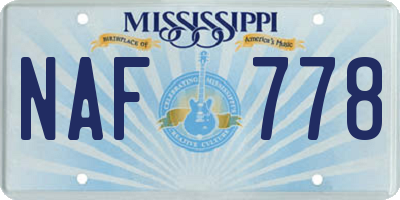 MS license plate NAF778