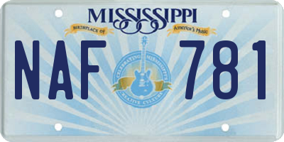 MS license plate NAF781