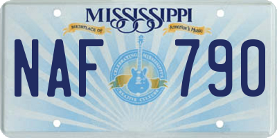 MS license plate NAF790