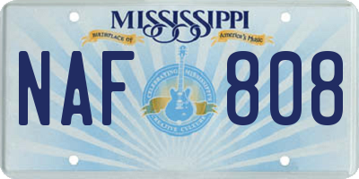 MS license plate NAF808