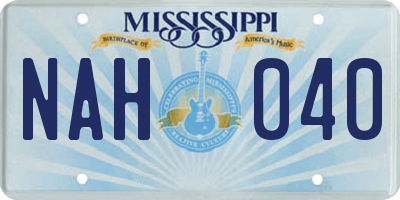 MS license plate NAH040