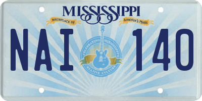 MS license plate NAI140