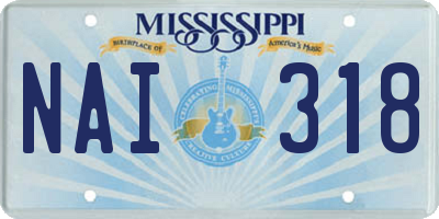 MS license plate NAI318