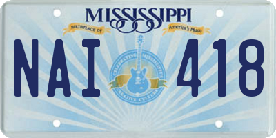 MS license plate NAI418