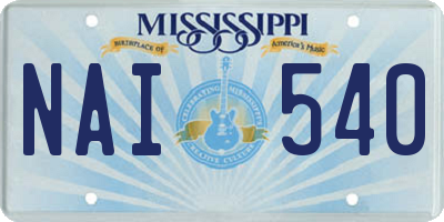 MS license plate NAI540