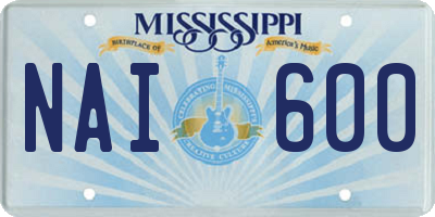 MS license plate NAI600