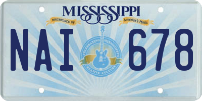 MS license plate NAI678