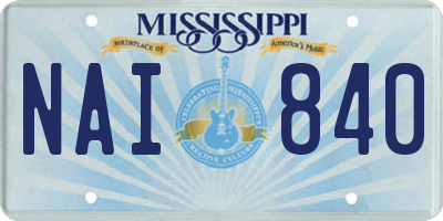 MS license plate NAI840