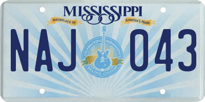 MS license plate NAJ043