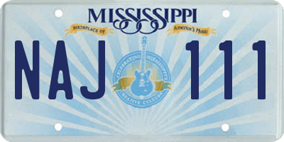 MS license plate NAJ111