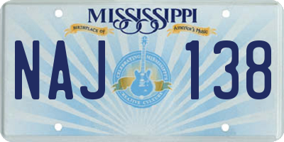 MS license plate NAJ138