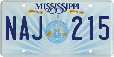 MS license plate NAJ215