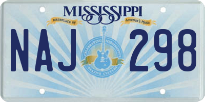 MS license plate NAJ298