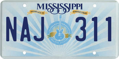 MS license plate NAJ311