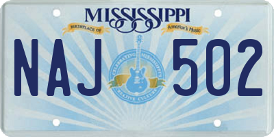 MS license plate NAJ502