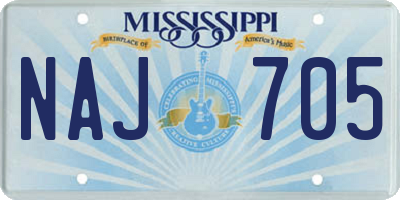 MS license plate NAJ705