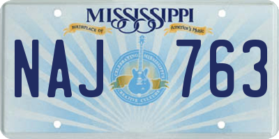 MS license plate NAJ763