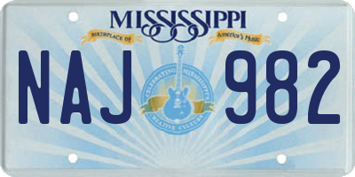 MS license plate NAJ982