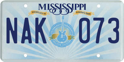 MS license plate NAK073