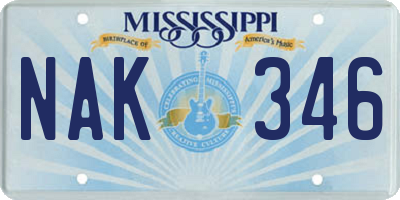 MS license plate NAK346