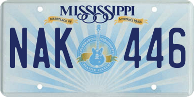 MS license plate NAK446