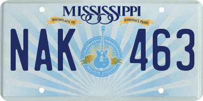 MS license plate NAK463