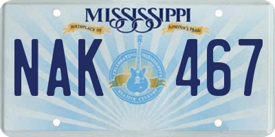 MS license plate NAK467