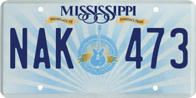 MS license plate NAK473