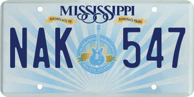 MS license plate NAK547