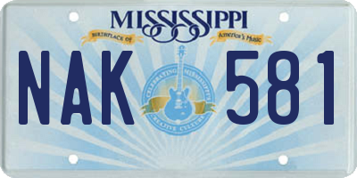 MS license plate NAK581