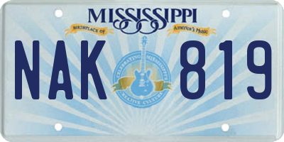 MS license plate NAK819