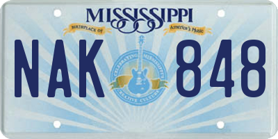 MS license plate NAK848