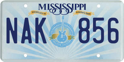 MS license plate NAK856