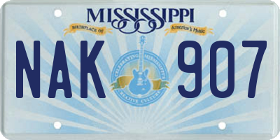 MS license plate NAK907