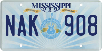 MS license plate NAK908