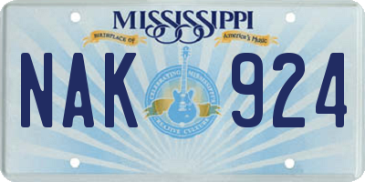 MS license plate NAK924