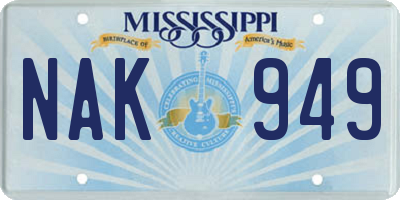 MS license plate NAK949