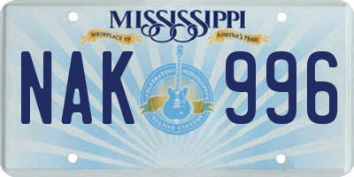 MS license plate NAK996