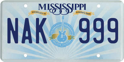 MS license plate NAK999
