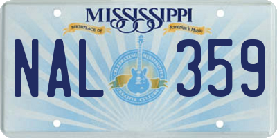 MS license plate NAL359