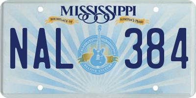 MS license plate NAL384