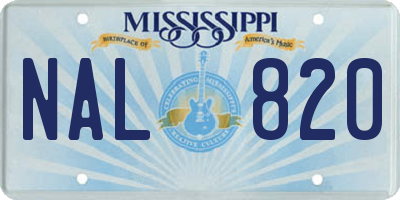 MS license plate NAL820