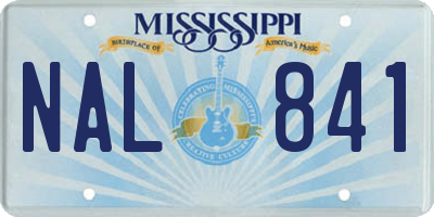 MS license plate NAL841