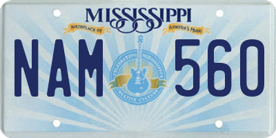 MS license plate NAM560