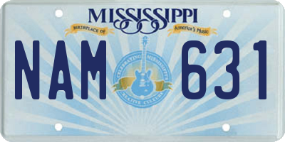 MS license plate NAM631