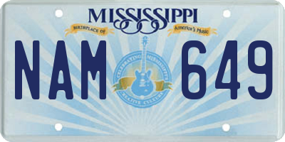 MS license plate NAM649