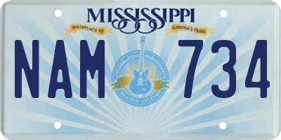 MS license plate NAM734