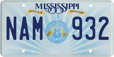 MS license plate NAM932