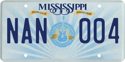 MS license plate NAN004